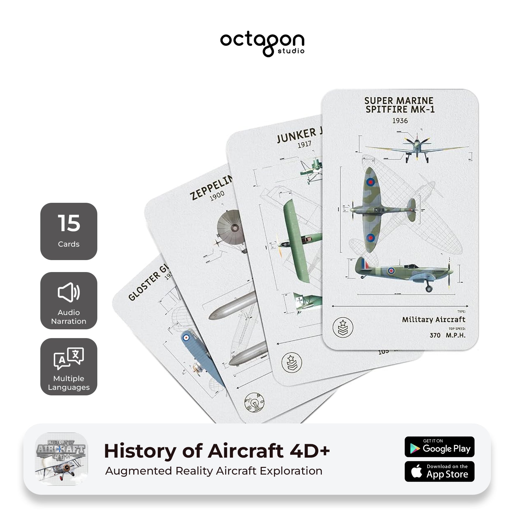 Aircraft 4D+ Augmented Reality Cards – Octagon Studio